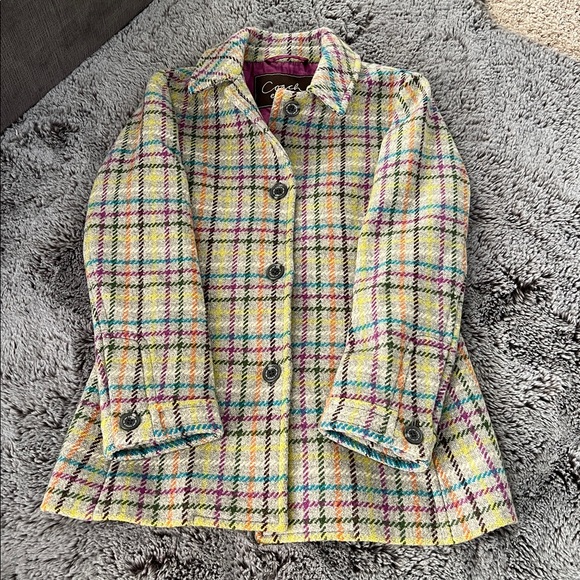 🎉Host Pick!🎉Coach 100% Wool Plaid Women's Pea Coat - Picture 2 of 10